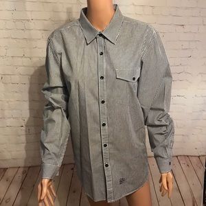 7 for all Mankind size large blue & white stripped buttondown